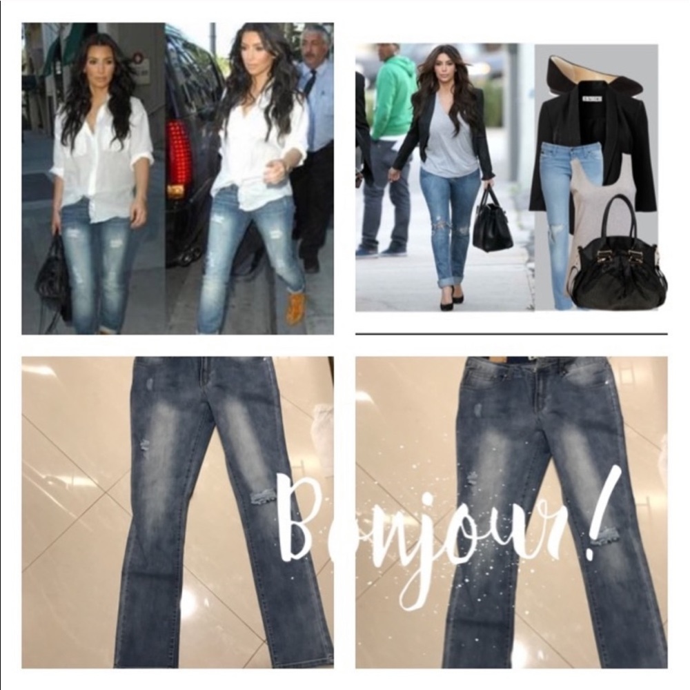 Light Wash Skinny Distressed Jeans - Picture 4 of 5